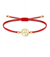 Pulsera polister encerado rojo Mapa de Madrid, Acero Dorado