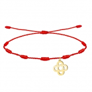 Pulsera 7 nudos roja Panot de Flor de Barcelona, Acero Dorado