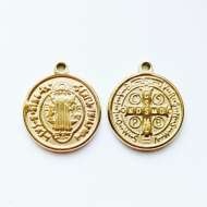 1 Colgante medalla San Benito acero inoxidable dorado 19x15mm