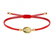 Pulsera de cordn de nylon rojo con conector de acero dorado Virgen del Roco
