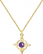 Colgante Nudo de Bruja Acero Dorado con Amatista