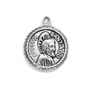 5 MEDALLAS APOSTOL SANTIAGO PLATA ANTIGUA 22x18mm