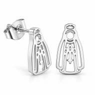 Pendientes con silueta Virgen de F�tima, Acero plateado