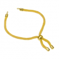 Pulsera semiacabada cord�n amarillo y acero dorado 3mm
