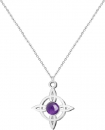 Colgante Nudo de Bruja Acero Plateado con Amatista