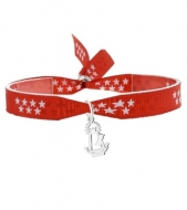 Pulsera Bandera de Madrid con colgante silueta Virgen de la Almudena, Acero Plateado