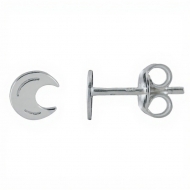 Pendientes mini luna en Plata 925  5x6 mm