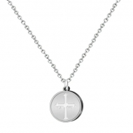 Colgante medalla con cadena Cruz de la Victoria,  Acero Plateado