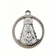 1 Colgante Virgen Rocio aro puntos acero inoxidable 23x20mm