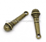 5 COLGANTES MICR�FONO BRONCE 25x7mm