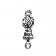 10 CONECTORES VIRGEN DEL PILAR PLATA ANTIGUA 28x9mm