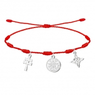 Pulsera 7 nudos con Nudo de Bruja,Tetragramat�n y Cruz Caravaca Plateado Acero Inoxidable