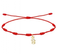 Pulsera 7 nudos Roja con Silueta Virgen de la Victoria Acero Dorado