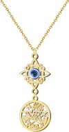 Colgante Tetragramaton con Nudo de Bruja y ojo turco Acero color Dorado 16x16mm