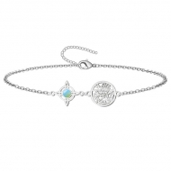 Pulsera Tetragramaton con Nudo de Bruja y piedra Opalina