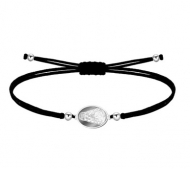 Pulsera de cord�n de nylon negro con conector de acero Virgen del Roc�o
