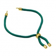 Pulsera semiacabada cordn verde turquesa oscuro con acero dorado 3mm