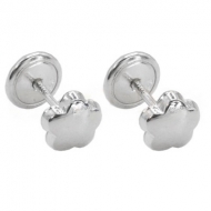 Pendientes beb flor lisa en Plata 925  4 mm