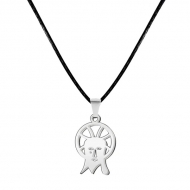 Colgante de la Santa Faz de Alicante, con cordn negro polister, Acero Plateado