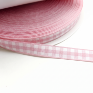 1 Bobina 40 metros cinta de vichy cuadros Rosa y Blanco 10mm