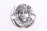 5 CONECTORES CARA VIRGEN DEL ROCIO PLATA ANTIGUA 19mm