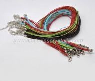 5 COLLARES MIX DE COLORES 43CM (5 HILOS) ALGODN ENCERADO CON CIERRE