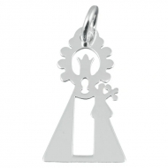 Colgante Medalla Virgen de los Desamparados 9.9 x 18.5mm Plata de Ley 925