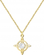 Colgante Nudo de Bruja Acero Dorado con Cuarzo Blanco