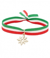 Pulsera de tela Bandera de Euskadi y Eguzkilore, Acero Dorado