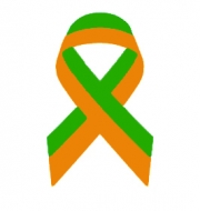 Lazo solidario doble Verde- Naranja con imperdible metálico
