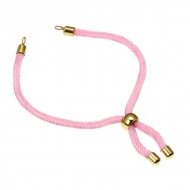 Pulsera semiacabada cordn rosa ajustable y acero dorado 3mm