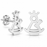 Pendientes con silueta filigrana Virgen del Remedio, Acero plateado