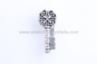 10 ABALORIOS PASO PLANO LLAVE PLATA ANTIGUA 16x7mm