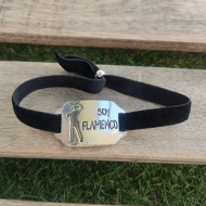 Pulsera soy flamenco con terciopelo elstico negro
