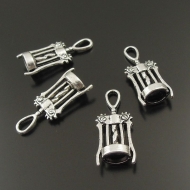 5 COLGANTES SACACORCHOS PLATA ANTIGUA 27x11mm