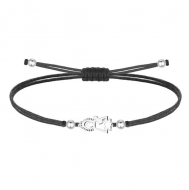 Pulsera poliester encerado negro e imagen silueta 2, Virgen del Pilar, Acero plateado