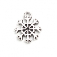 10 MINI COPOS DE NIEVE PLATA ANTIGUA 13x11mm