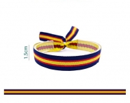 Pulsera bordada Bandera Espaa, 15mm Azul Marino. Cierre corredero Acero