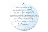 COLGANTE MEDALLA Dios concedeme la serenidad PLATA ANTIGUA 32x32mm