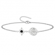 Pulsera Tetragramaton con Nudo de Bruja y piedra gata negra