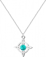 Colgante Nudo de Bruja Acero Plateado con Turquesa