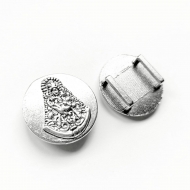 ABALORIO PASO PLANO REDONDO VIRGEN DEL ROC�O PLATA ANTIGUA 25x25mm