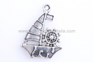 5 COLGANTES BARCO PLATA ANTIGUA 28x21mm