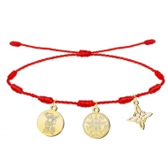 Pulsera 7 nudos con Nudo de Bruja, Tetragramatn y San Miguel Arcngel Dorado Acero Inoxidable