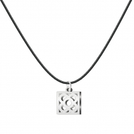 Colgante con cordn baldosa de acero Panot de Flor de Barcelona, Acero Plateado