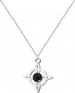 Colgante Nudo de Bruja Acero Plateado con Agata Negra