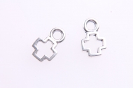 20 COLGANTES CRUZ CUADRADA PLATA ANTIGUA 11X7mm