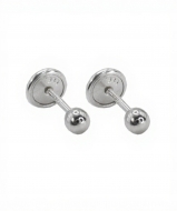 Pendientes beb bola lisa en Plata 925  3 mm