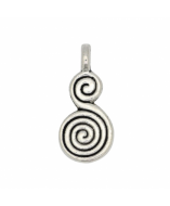 20 COLGANTES SISTREL DOBLE ESPIRAL PLATA ANTIGUA 32mm