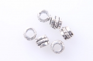 20 ABALORIOS BARRIL CUERDA PLATA ANTIGUA 5x4mm